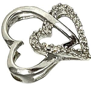 Beautiful 10k White Gold Diamond Open Heart Pendant